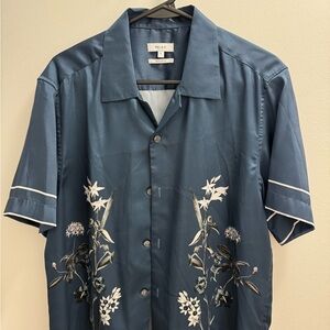 Reiss Blue Flower Regular Fit Shirt